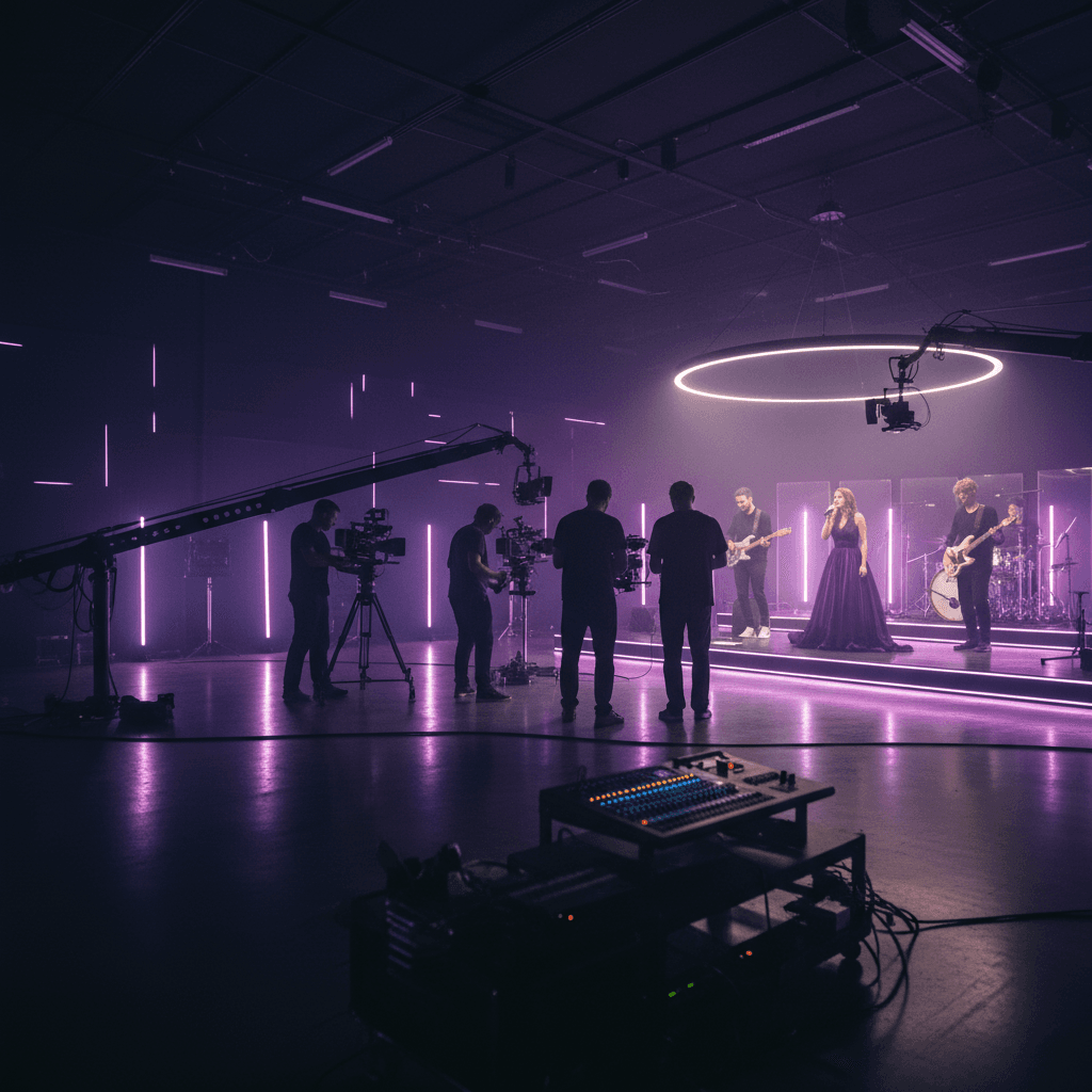 Singer recording in a professional studio